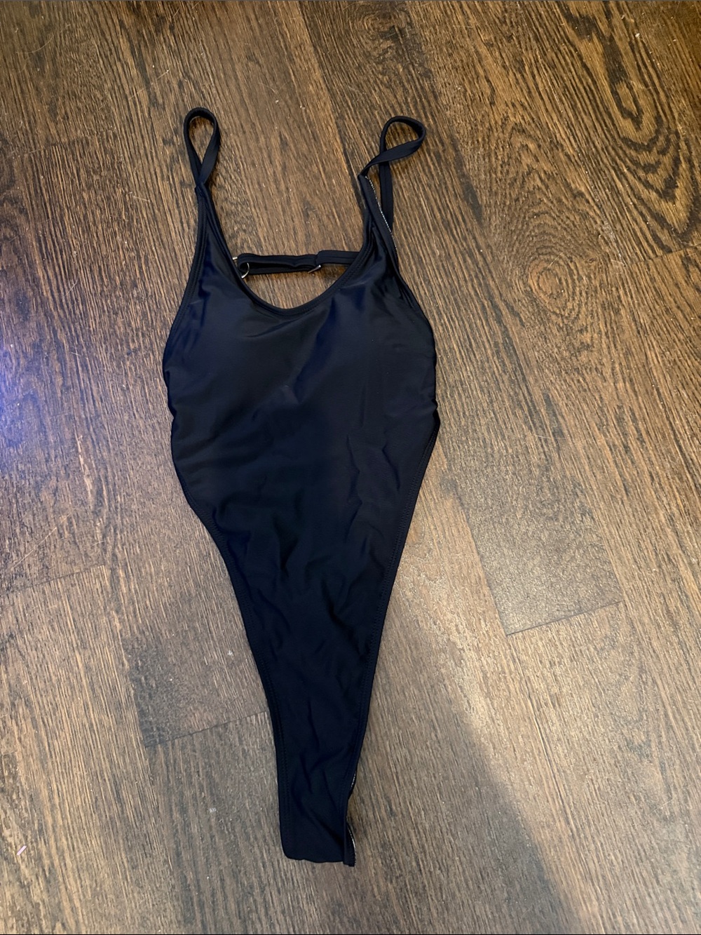 Classic High-Cut Black One-Piece Swimsuit with Slim Straps